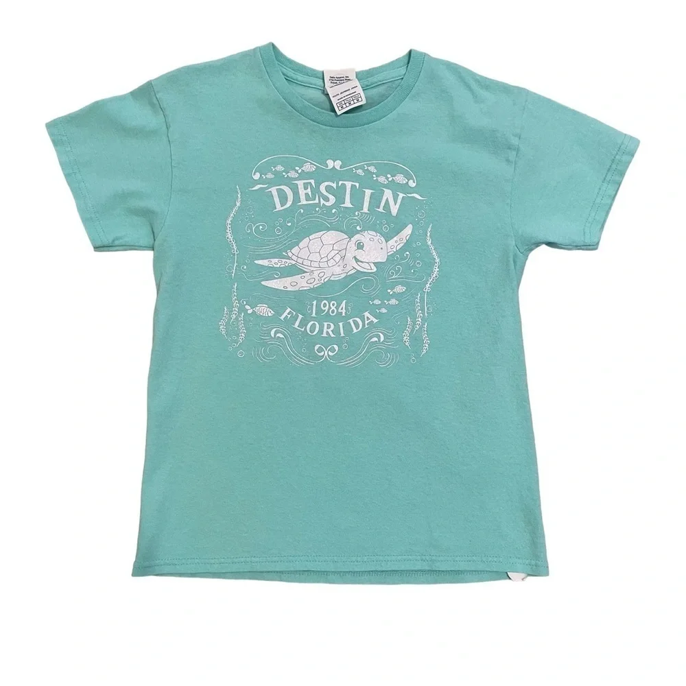 Destin Florida 1984 Sea Turtle with White Iridescent Glitter Accents Size M Girl